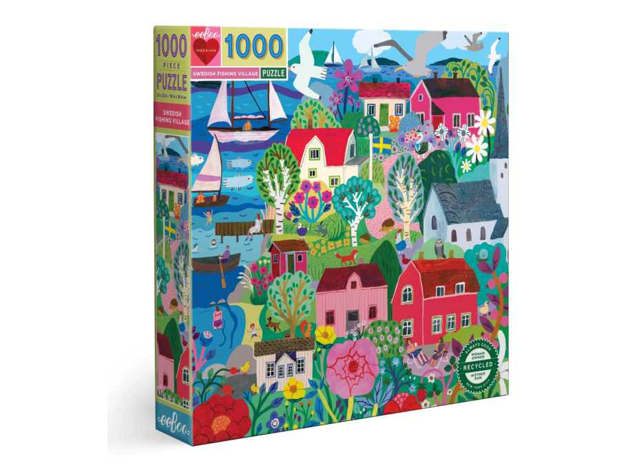 EEBOO Štvorcové puzzle Švédska rybárska dedinka 1000 dielikov