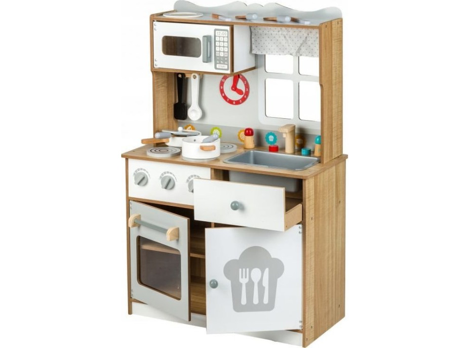 ECOTOYS Drevená kuchynka bielo-hnedá