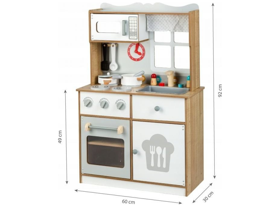 ECOTOYS Drevená kuchynka bielo-hnedá