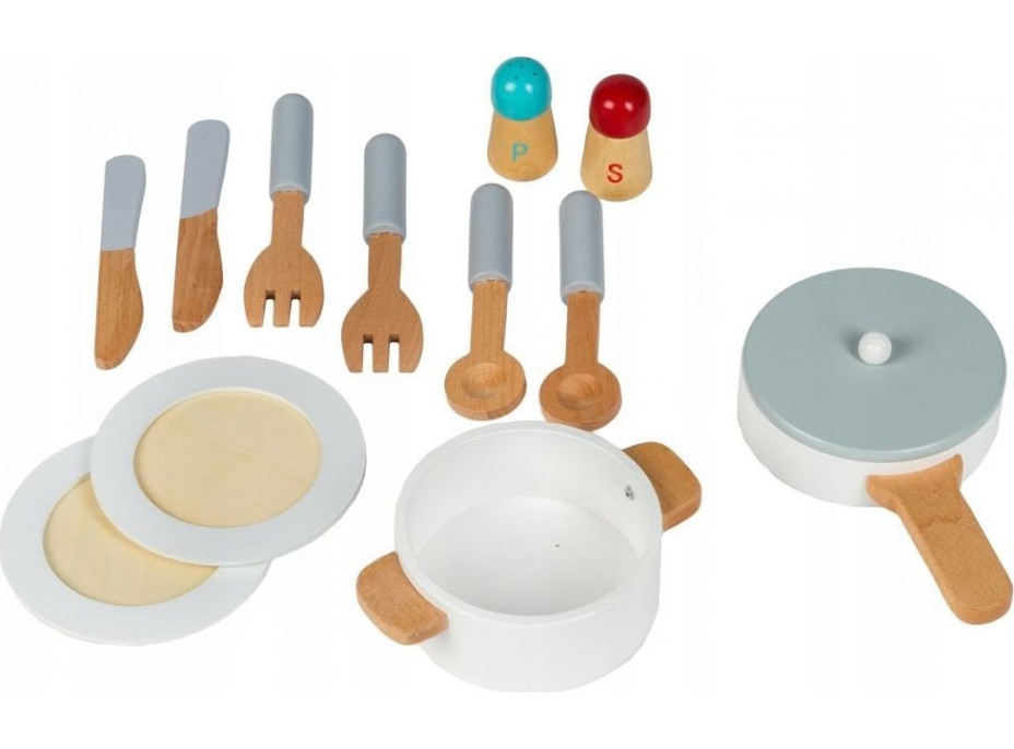 ECOTOYS Drevená kuchynka bielo-hnedá