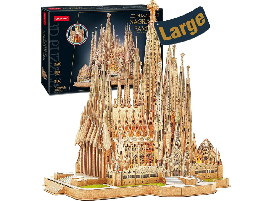 CUBICFUN Svietiace 3D puzzle Sagrada Família 696 dielikov