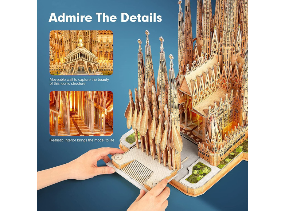 CUBICFUN Svietiace 3D puzzle Sagrada Família 696 dielikov