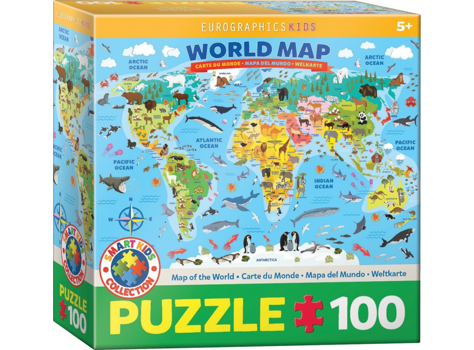 EUROGRAPHICS Puzzle Ilustrovaná mapa sveta 100 dielikov