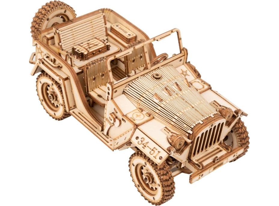 ROBOTIME Roker 3D drevené puzzle Vojenský džíp 369 dielikov