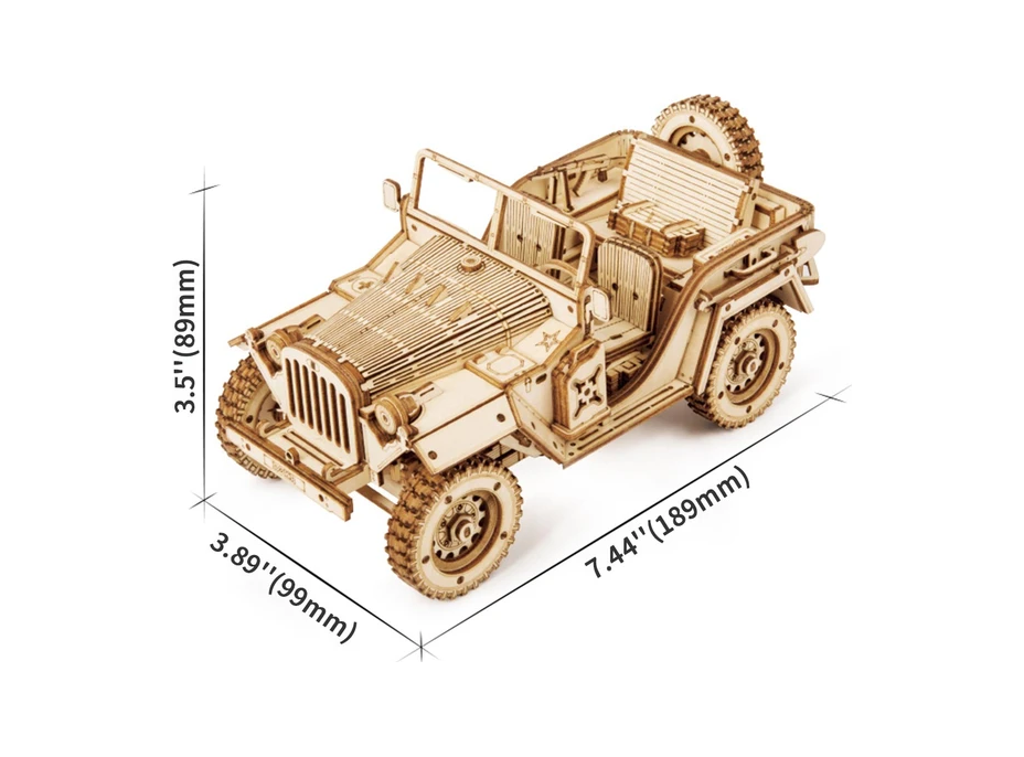 ROBOTIME Roker 3D drevené puzzle Vojenský džíp 369 dielikov