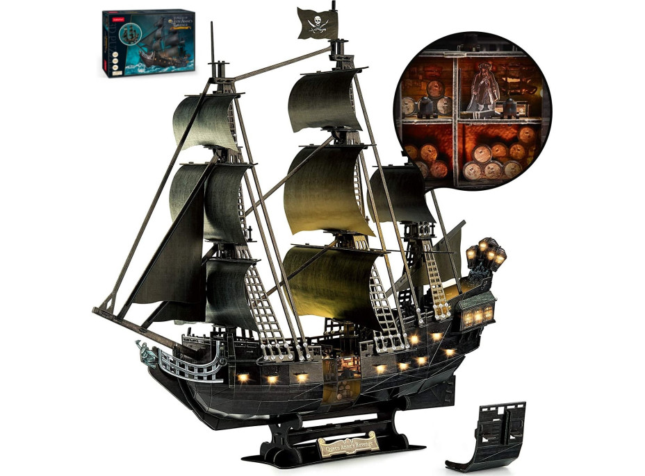 CUBICFUN Svietiace 3D puzzle Plachetnica Queen Anne&#39;s Revenge 293 dielikov