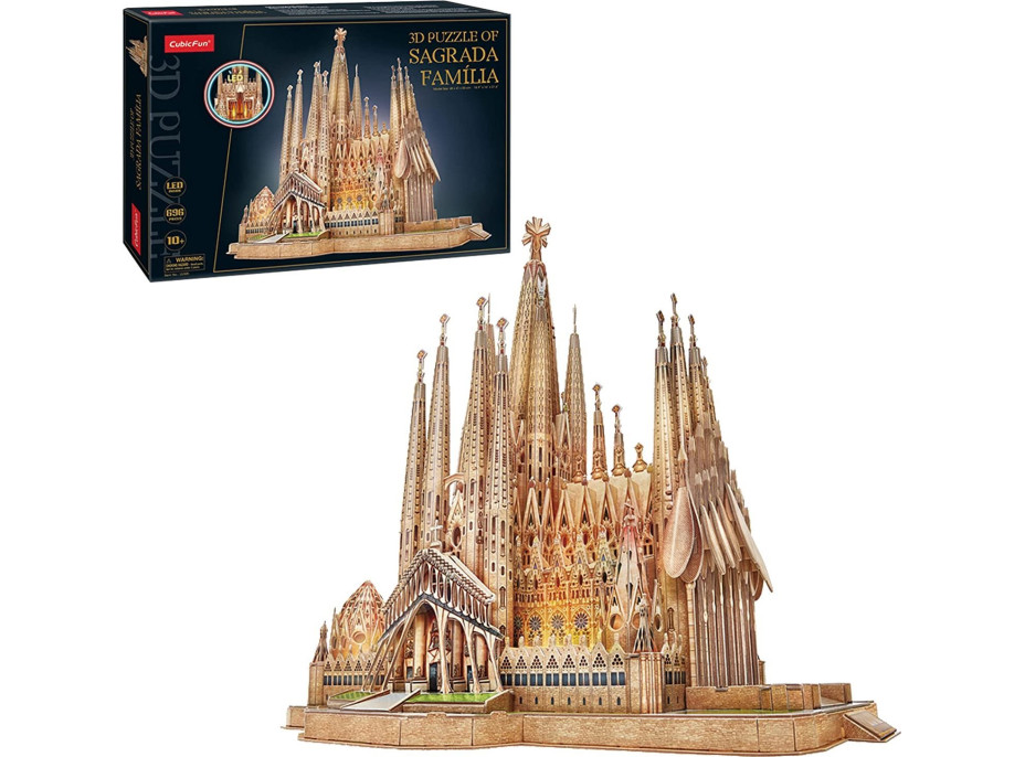 CUBICFUN Svietiace 3D puzzle Sagrada Família 696 dielikov