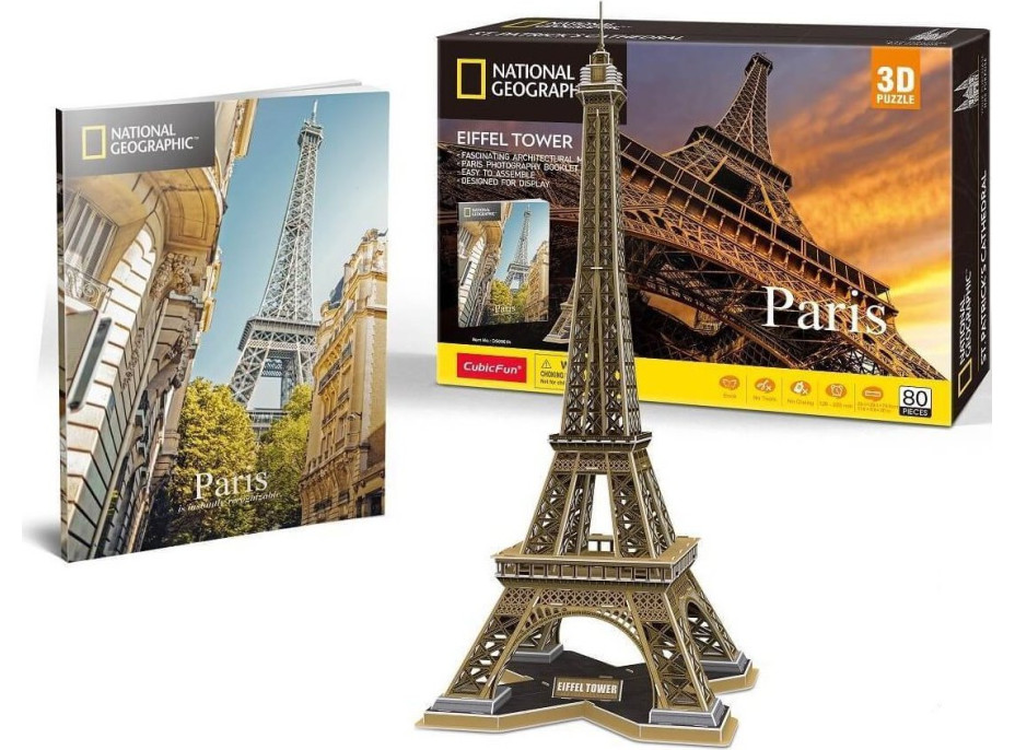 CUBICFUN 3D puzzle National Geographic: Eiffelova veža 80 dielikov
