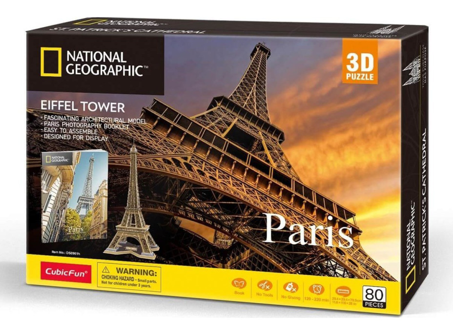 CUBICFUN 3D puzzle National Geographic: Eiffelova veža 80 dielikov