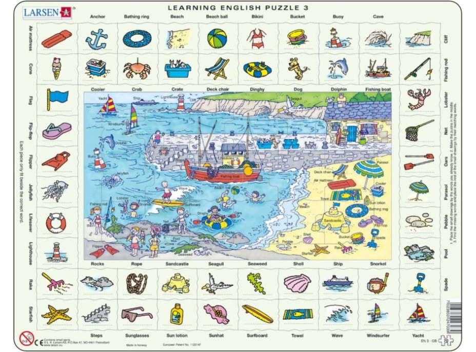 LARSEN Puzzle Angličtina 3: Pri mori 70 dielikov