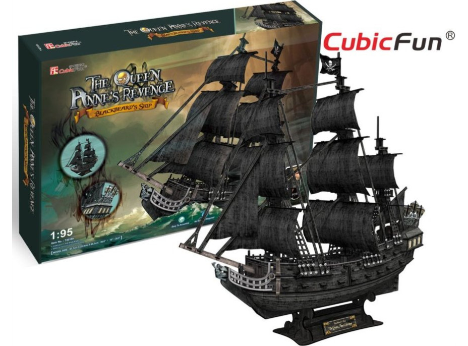 CUBICFUN 3D puzzle Plachetnica Queen Anne&#39;s Revenge 328 dielikov