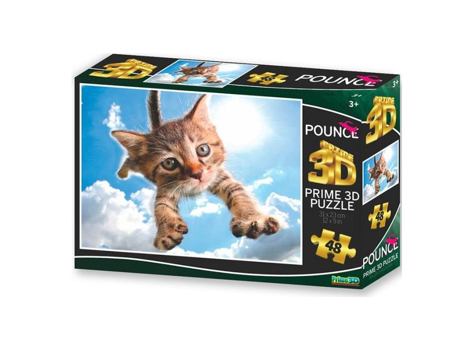 PRIME 3D Puzzle Skákajúca mačka: Sparkles 3D 48 dielikov