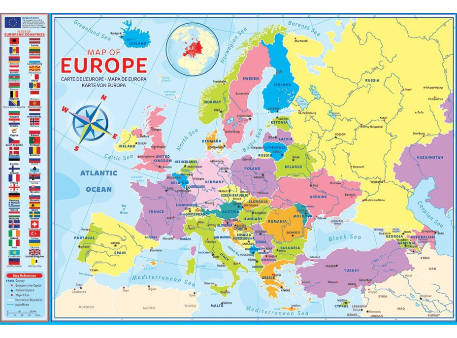 EUROGRAPHICS Puzzle Mapa Európy 200 dielikov