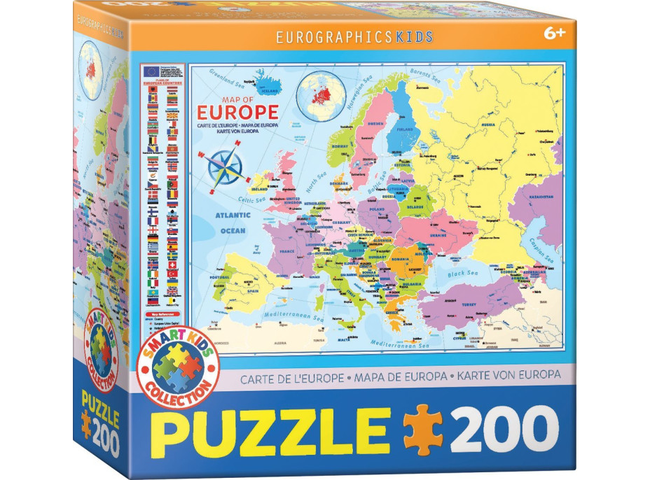 EUROGRAPHICS Puzzle Mapa Európy 200 dielikov