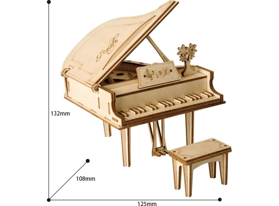 ROBOTIME Rolife 3D drevené puzzle Klavír 74 dielikov