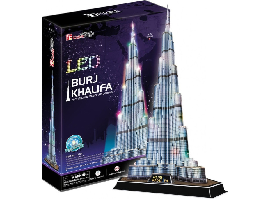 CUBICFUN Svietiace 3D puzzle Burdž Kalif 136 dielikov