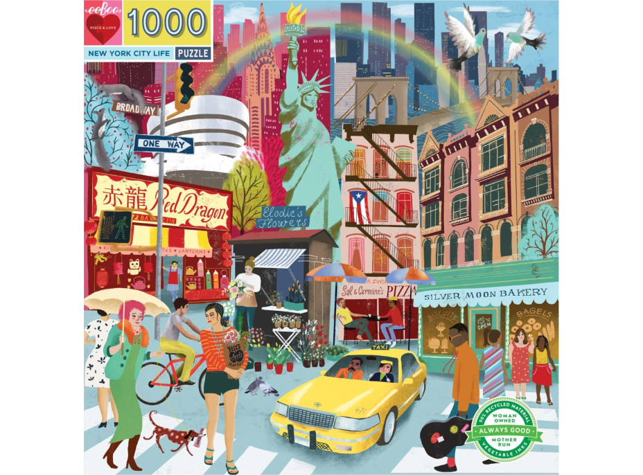 EEBOO Štvorcové puzzle Život v New Yorku 1000 dielikov