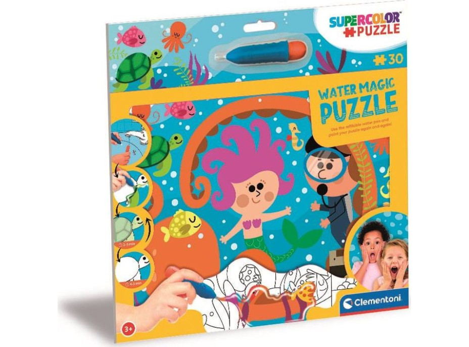 CLEMENTONI Puzzle s maľovaním vodou Water Magic: Hlbiny mora 30 dielikov