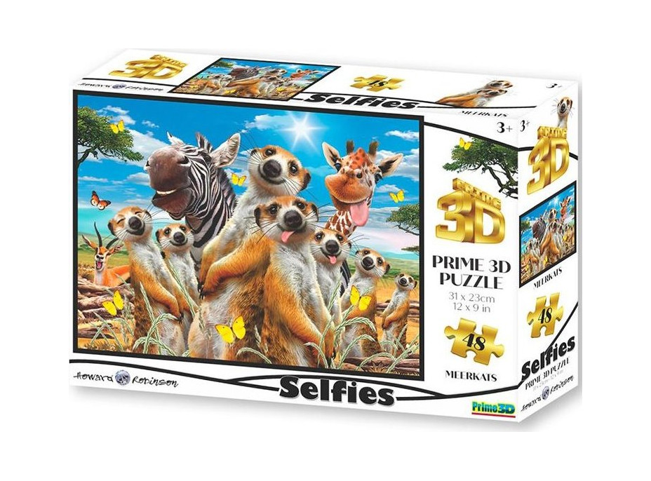 PRIME 3D Puzzle Surikatí selfie 3D 48 dielikov