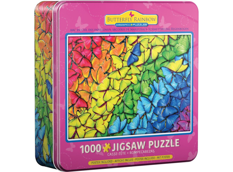 EUROGRAPHICS Puzzle v plechovej krabičke Motýlia dúha 1000 dielikov