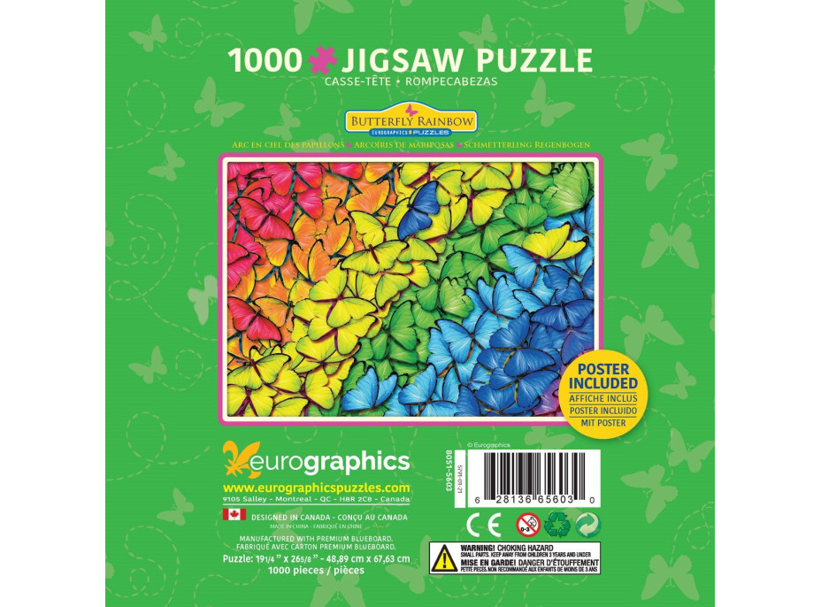 EUROGRAPHICS Puzzle v plechovej krabičke Motýlia dúha 1000 dielikov