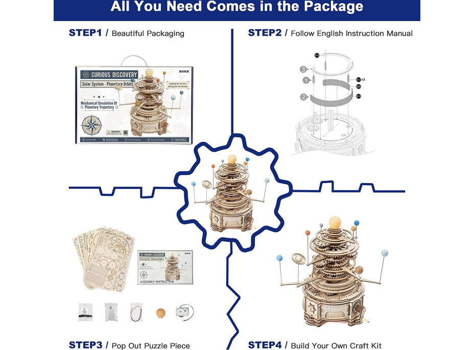 ROBOTIME Roker 3D drevené puzzle Slnečná sústava 316 dielikov
