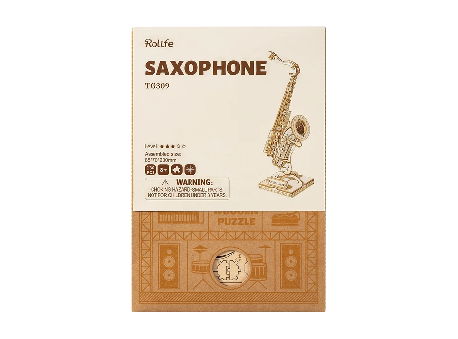 ROBOTIME Rolife 3D drevené puzzle Saxofón 136 dielikov