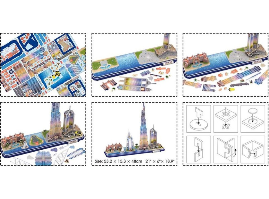 CUBICFUN Svietiace 3D puzzle CityLine panorama: Dubaj 182 dielikov