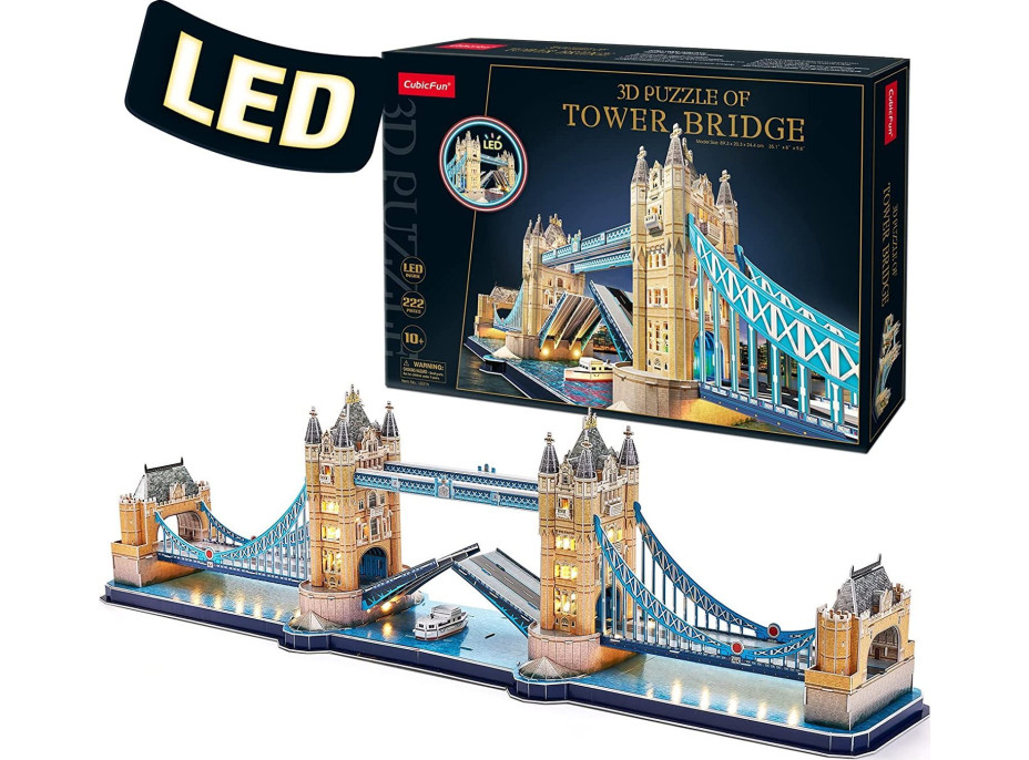 CUBICFUN Svietiace 3D puzzle Tower Bridge 222 dielikov