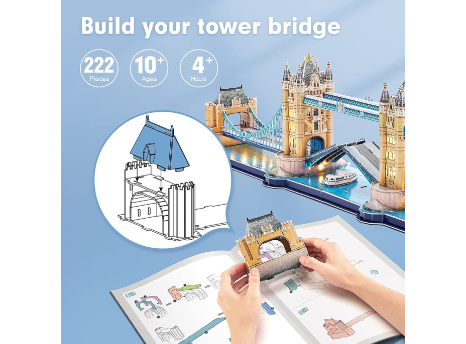 CUBICFUN Svietiace 3D puzzle Tower Bridge 222 dielikov