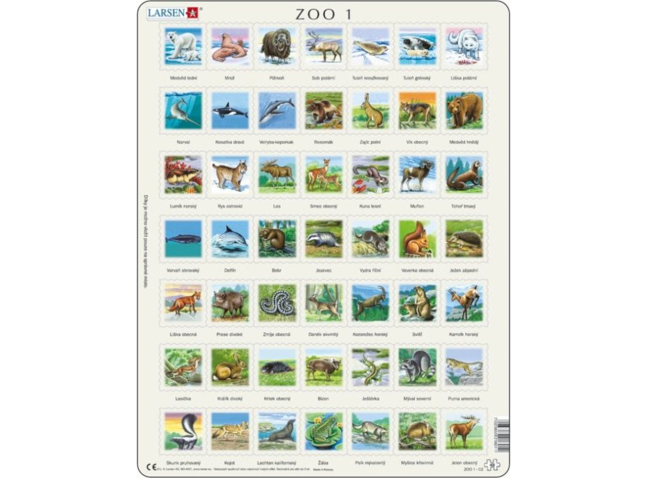 LARSEN Puzzle Zvieratá severnej pologule (ZOO 1) 49 dielikov