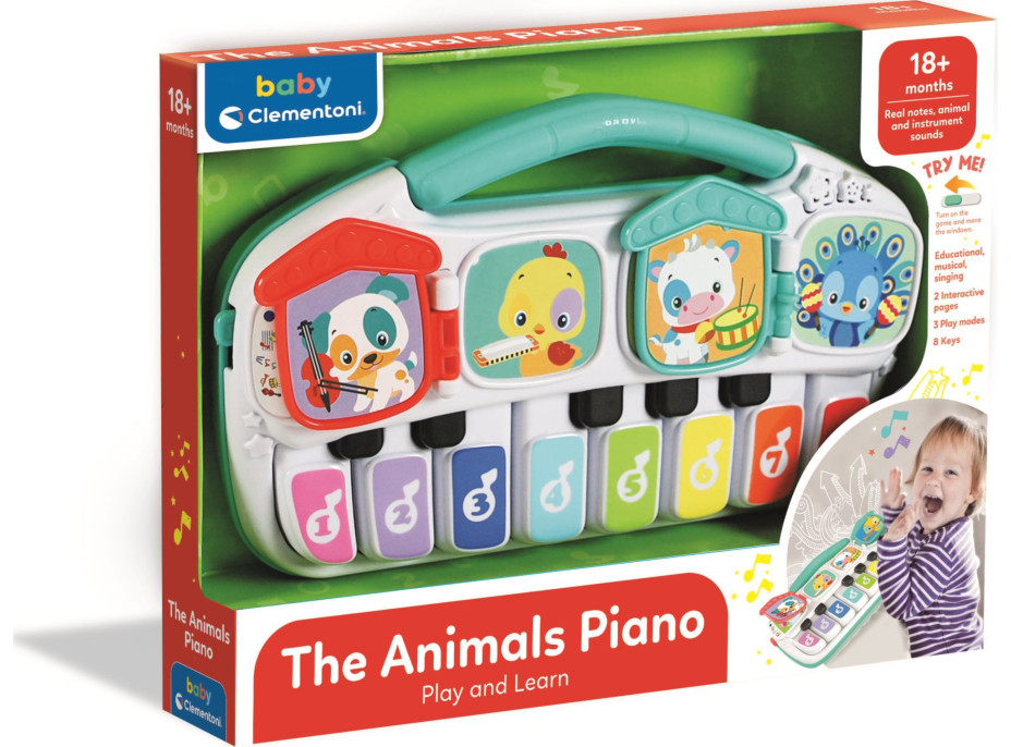 CLEMENTONI BABY Interaktívne piano so zvieratkami so svetlami a zvukmi
