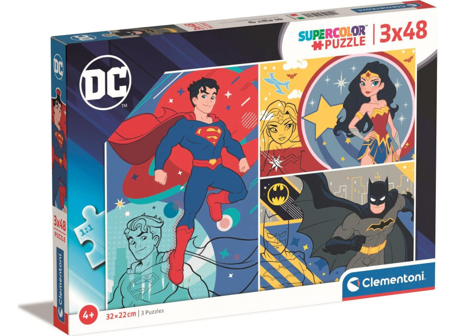 CLEMENTONI Puzzle DC Comics 3x48 dielikov