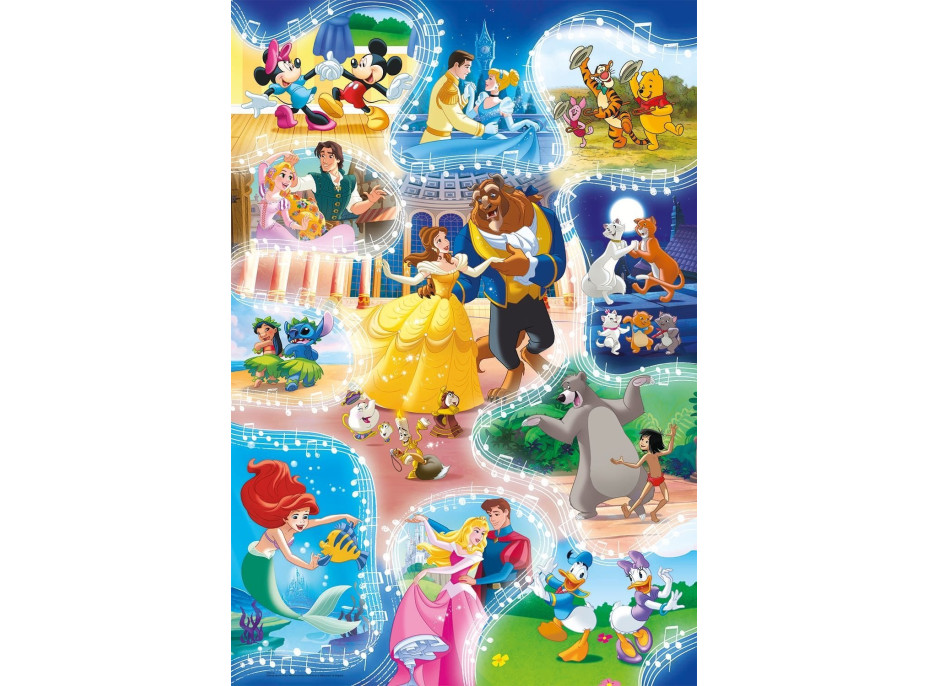 CLEMENTONI Puzzle Disney: Čas na tanec MAXI 24 dielikov