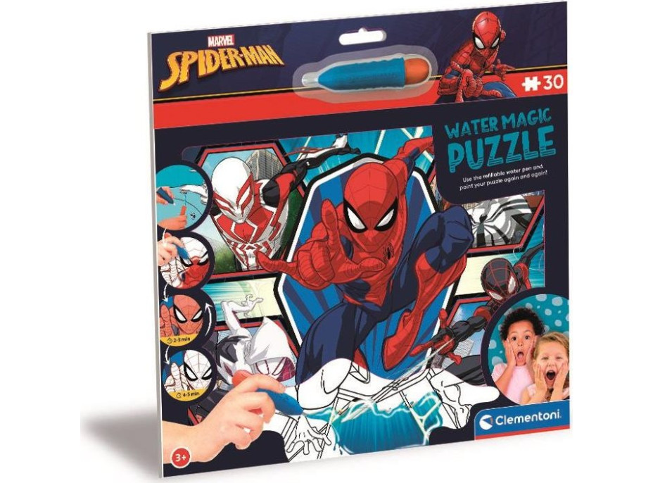 CLEMENTONI Puzzle s maľovaním vodou Water Magic: Spiderman 30 dielikov