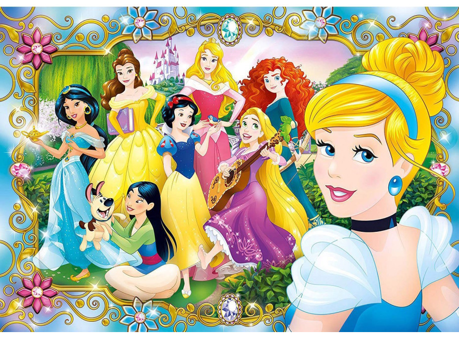 CLEMENTONI Puzzle s drahokamami Zábava s Disney princeznami 104 dielikov