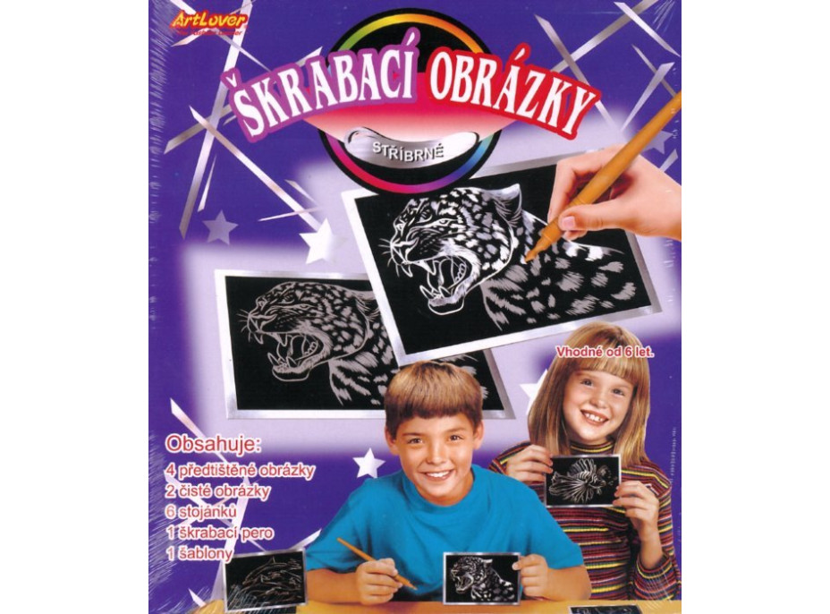 ARTLOVER Škrabacie obrázky strieborné - sada 6ks