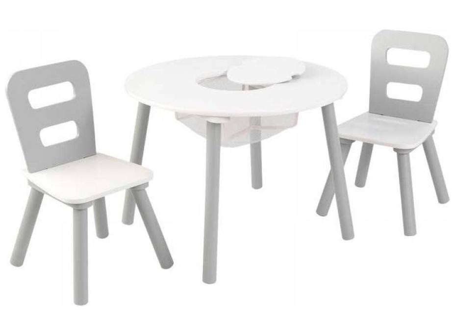 KIDKRAFT Okrúhly stôl s úložným priestorom a stoličkami - šedý