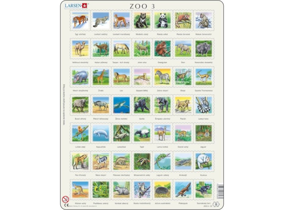 LARSEN Puzzle Zvieratá sveta (ZOO 3) 49 dielikov