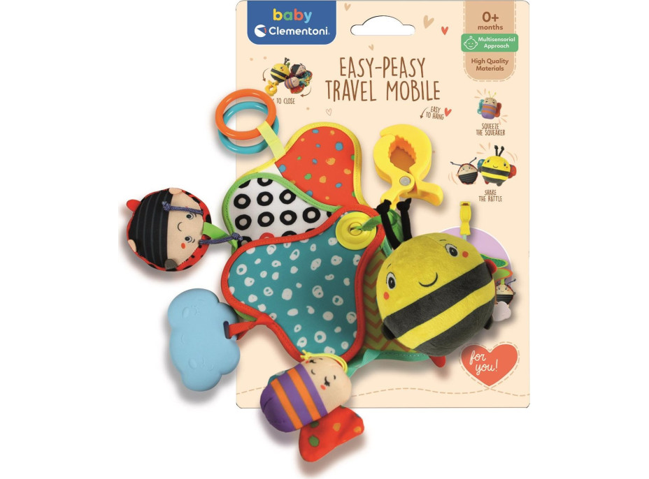 CLEMENTONI BABY Kolotoč so zvieratkami s klipom na zavesenie