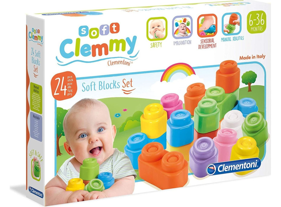 CLEMENTONI SOFT CLEMMY Sada 24 mäkkých kociek