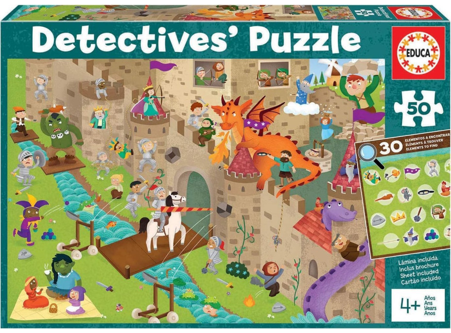 EDUCA Detektívne puzzle Hrad 50 dielikov