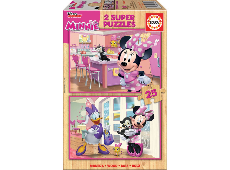 EDUCA Drevené puzzle Minnie 2x25 dielikov