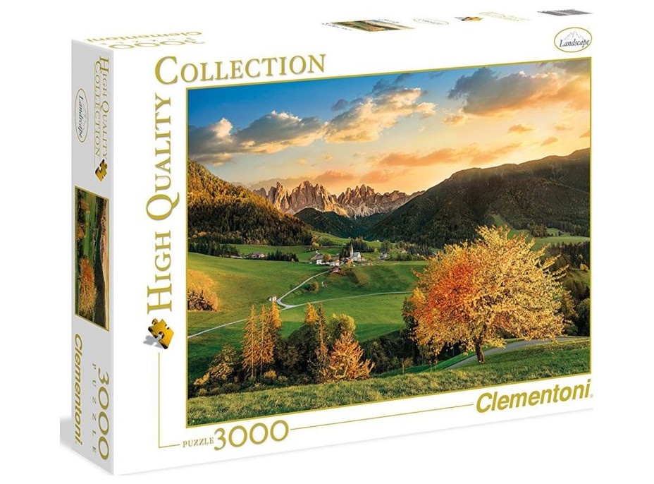 CLEMENTONI Puzzle Svätá Magdaléna, Dolomity, Taliansko 3000 dielikov