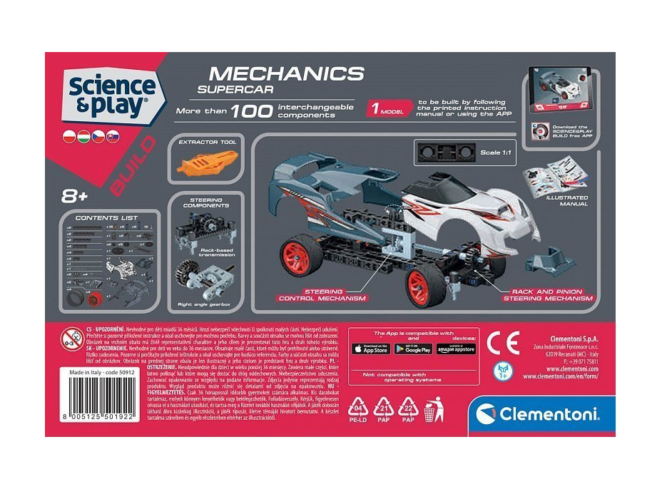 CLEMENTONI Science&Play Mechanické laboratórium: Závodné auto Supercar