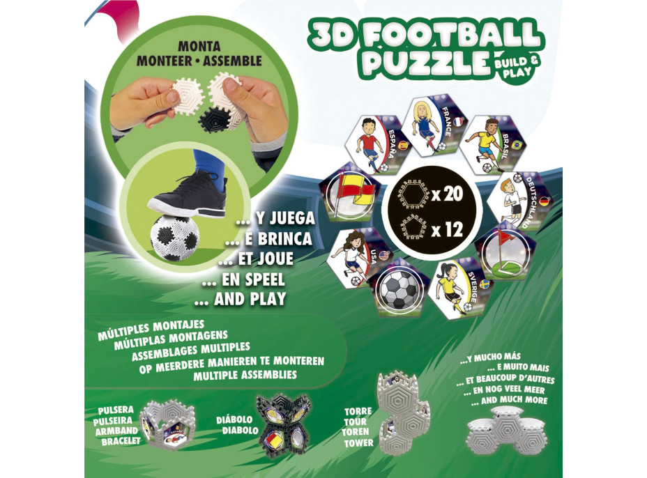 EDUCA 3D Puzzle Build&Play: Futbalová lopta 32 dielikov