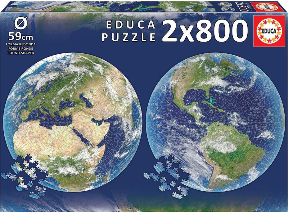 EDUCA Okrúhle puzzle Planéta Zem 2x800 dielikov