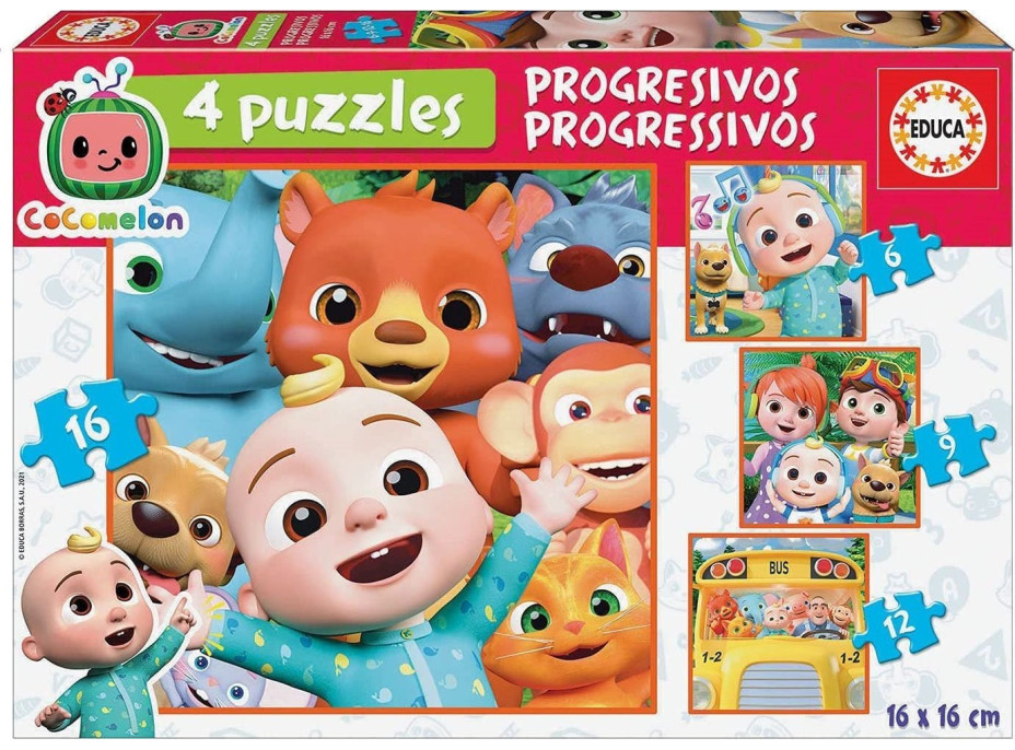 EDUCA Puzzle CoComelon 4v1 (6,9,12,16 dielikov)