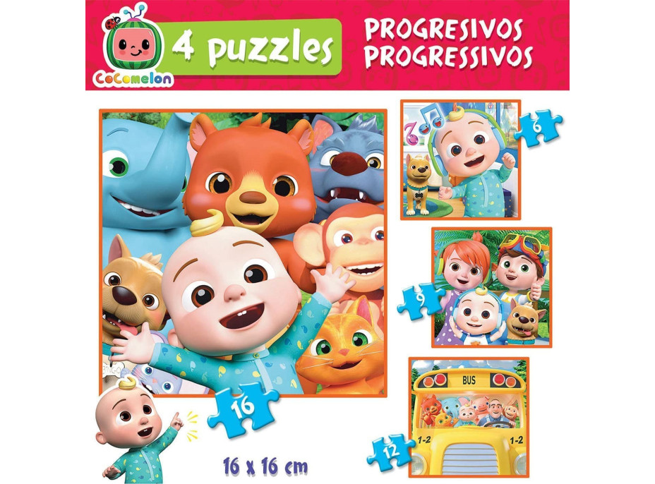 EDUCA Puzzle CoComelon 4v1 (6,9,12,16 dielikov)