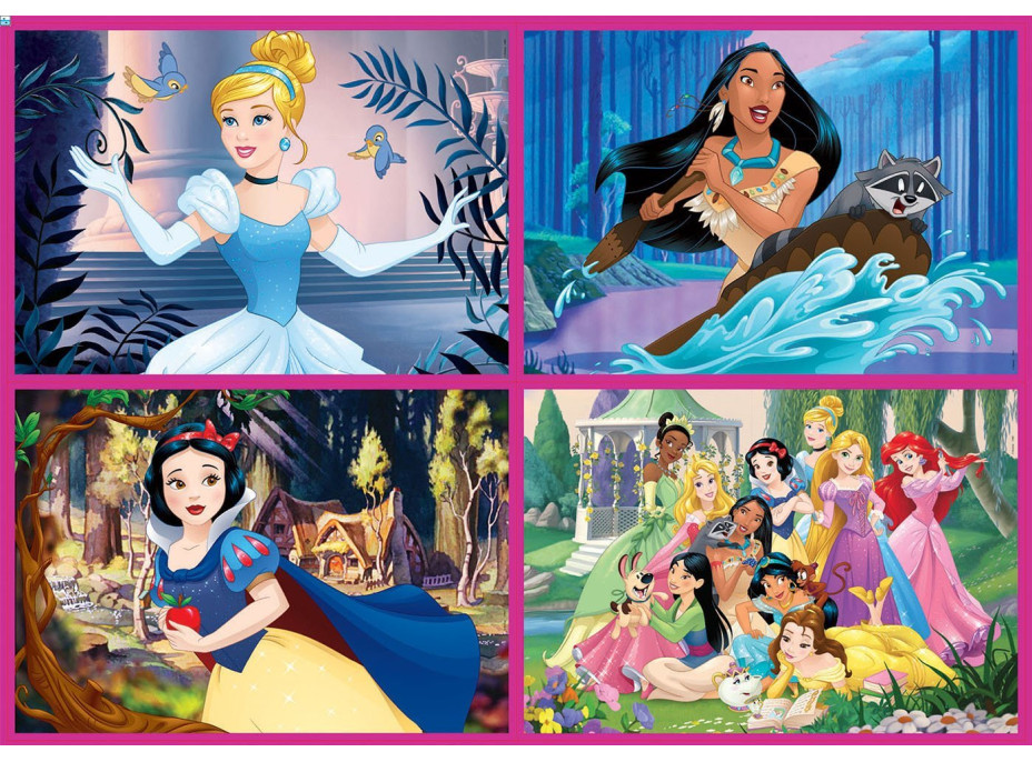 EDUCA Puzzle Disney princeznej 4v1 (50,80,100,150 dielikov)